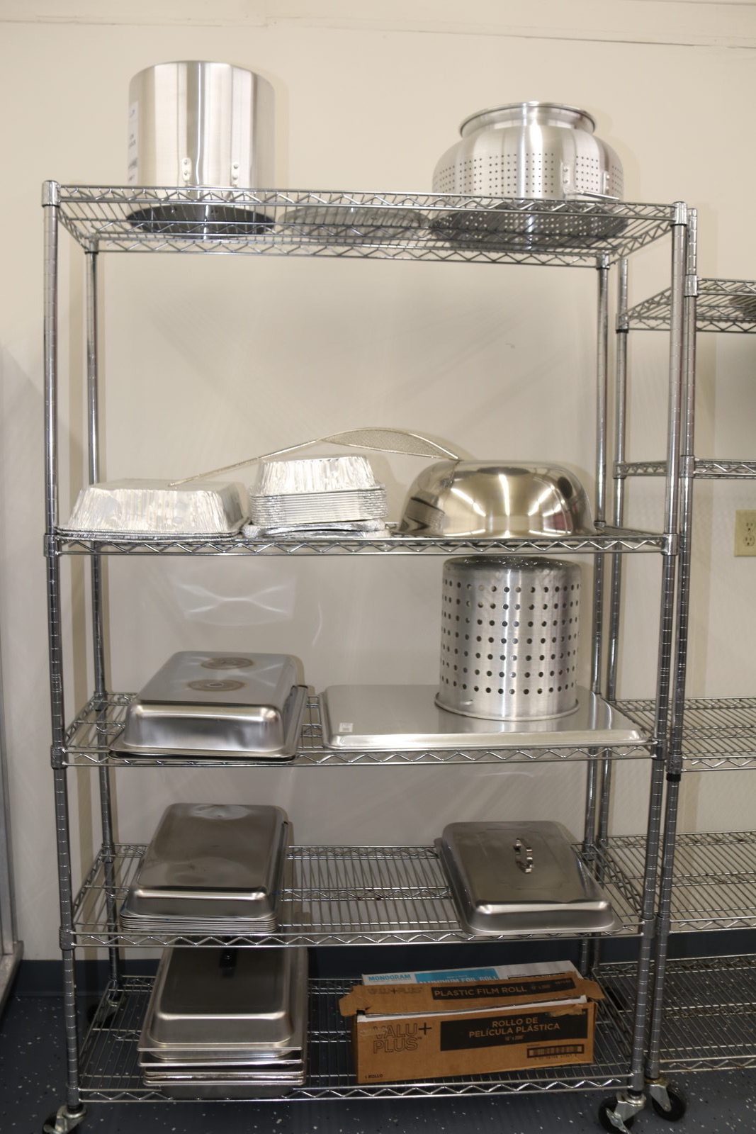 Dry and equipment storage shelving