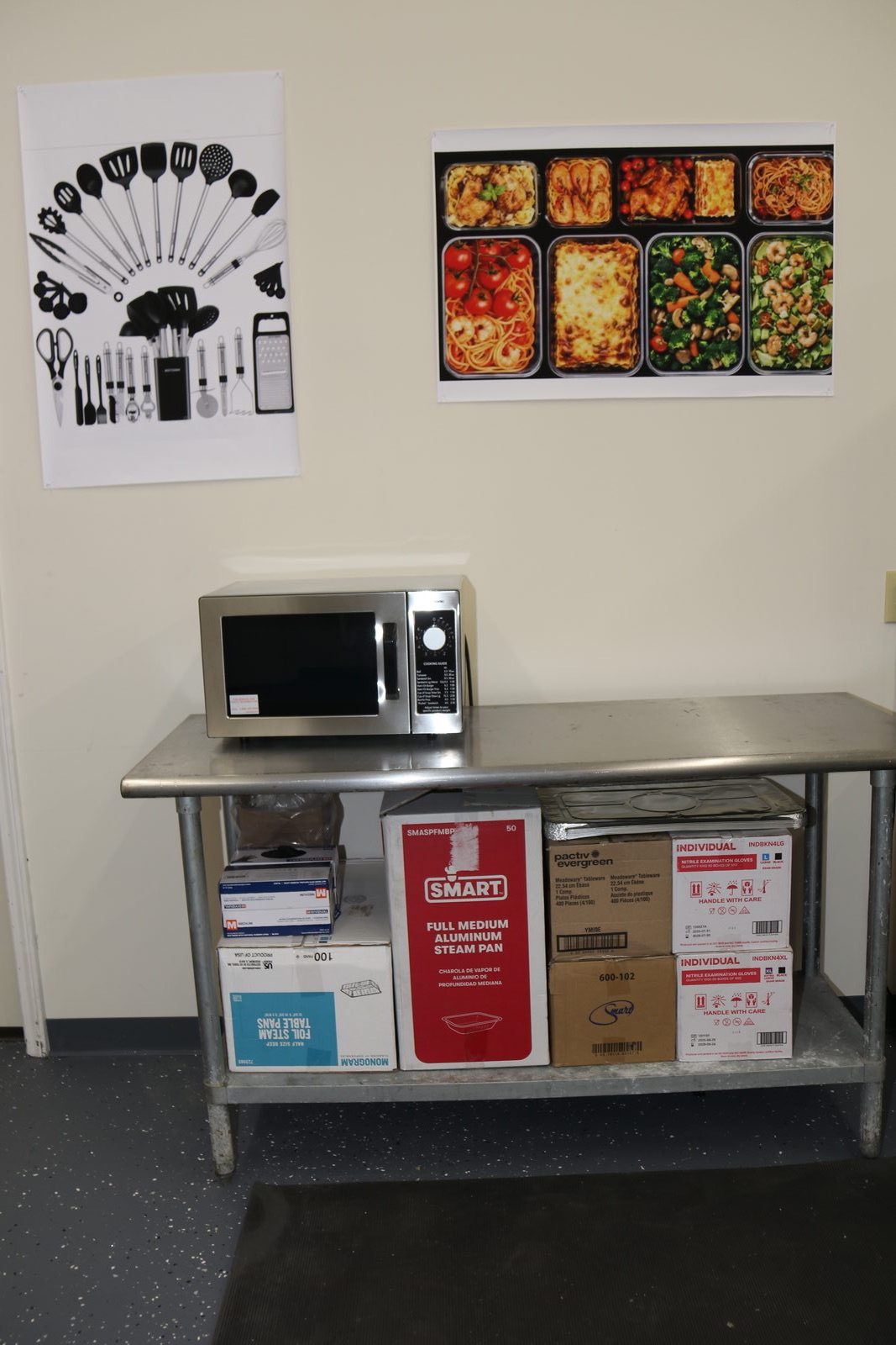 Prep station with microwave
