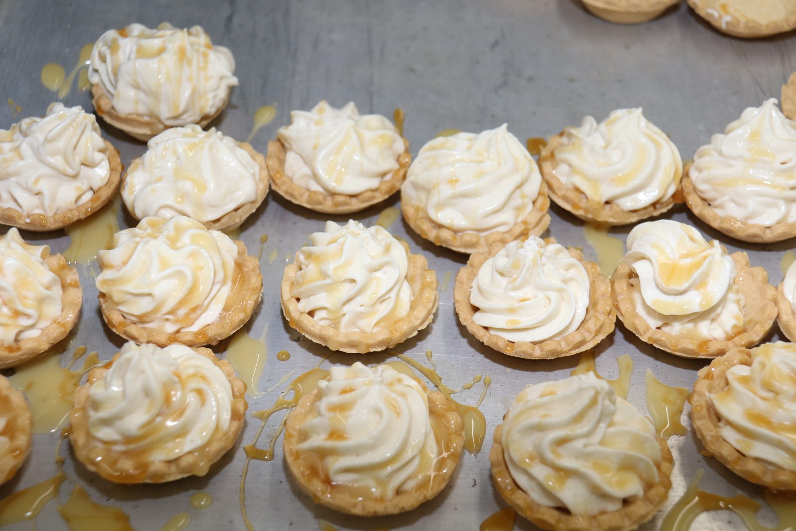 Fresh cream-topped pastries